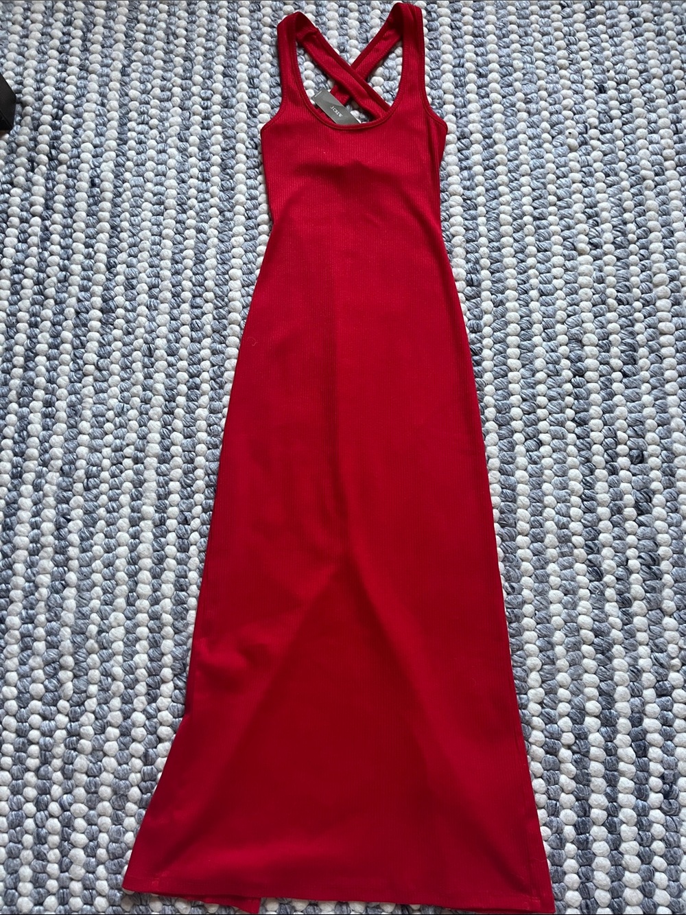 NWT Women's Jcrew  Red Ribbed Cross-Back Maxi Dress